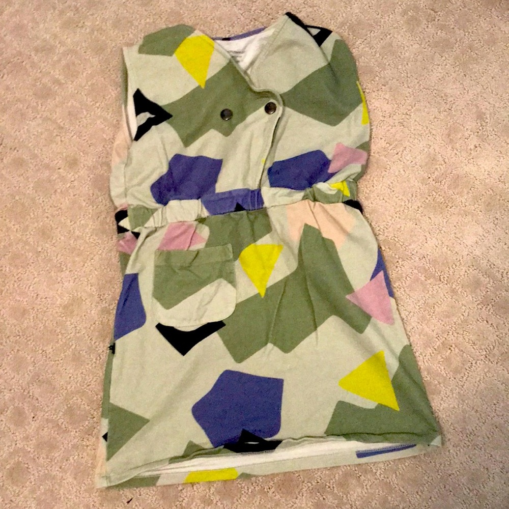 Geomtric Shapes Button-Up Pocket Short Shirt Dress